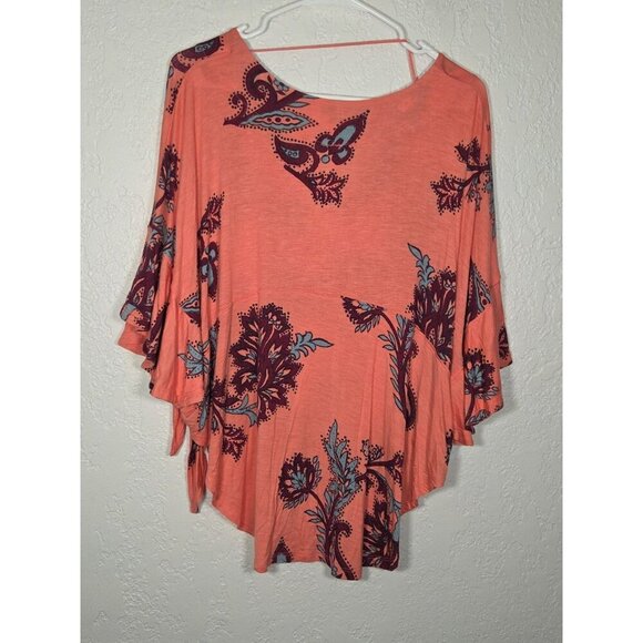 Free People Maui Wowie pink purple paisley Print Side Ties Boho Top Size XS - Picture 6 of 7
